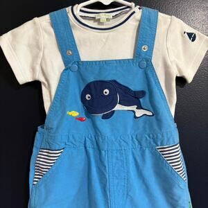 Le Top Vintage Inspired 18m Romper Set with Whale Eating Fish